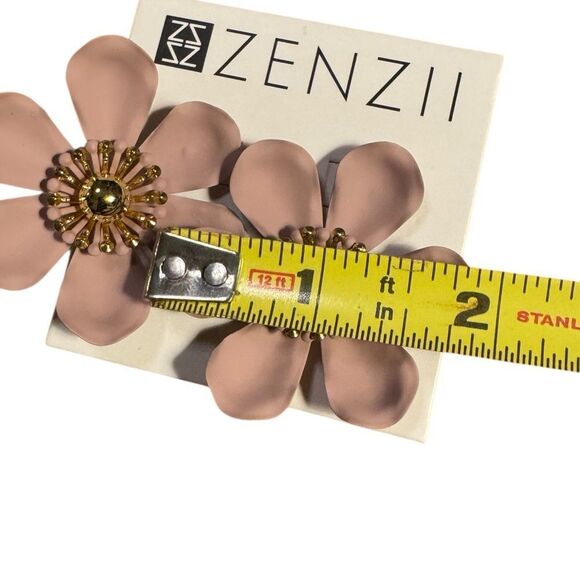 ZENZII Pink and Gold Floral Earrings - Picture 4 of 4